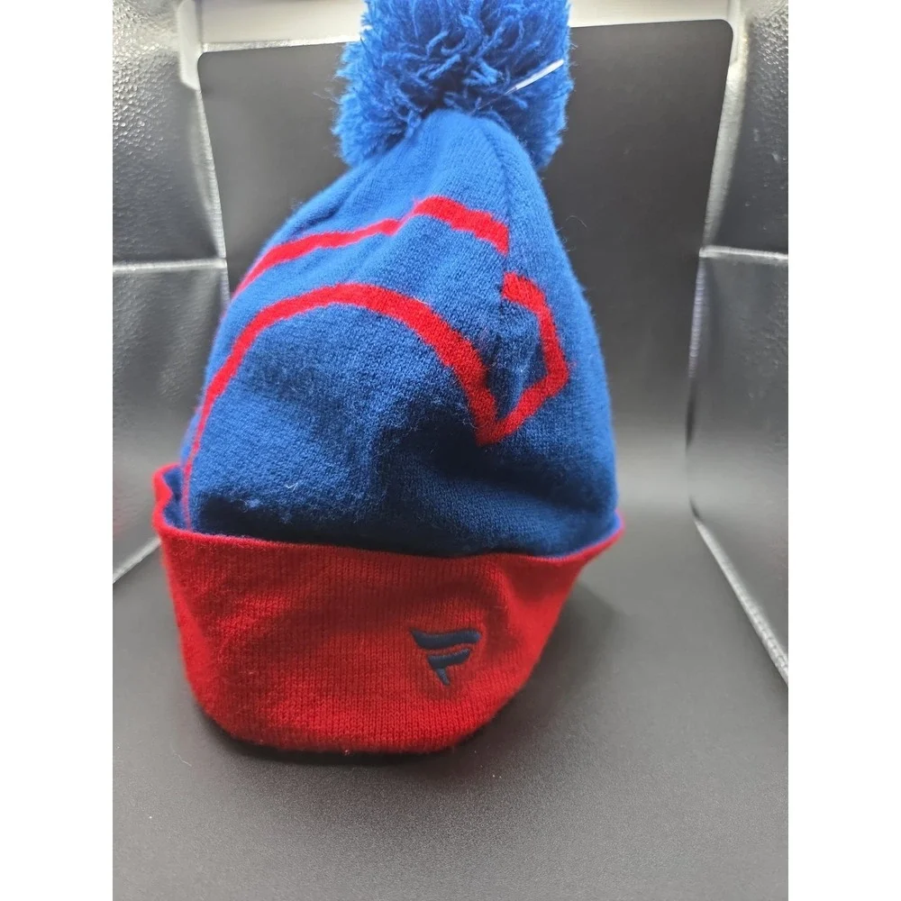 Fanatics Chicago Cubs MLB Baseball Pom Beanie Hat Mens OSFM Blue Red Knit C Logo